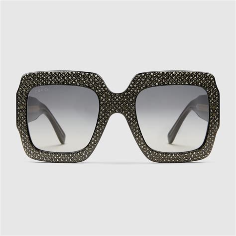 dark gucci sunglasses|black gucci sunglasses with rhinestones.